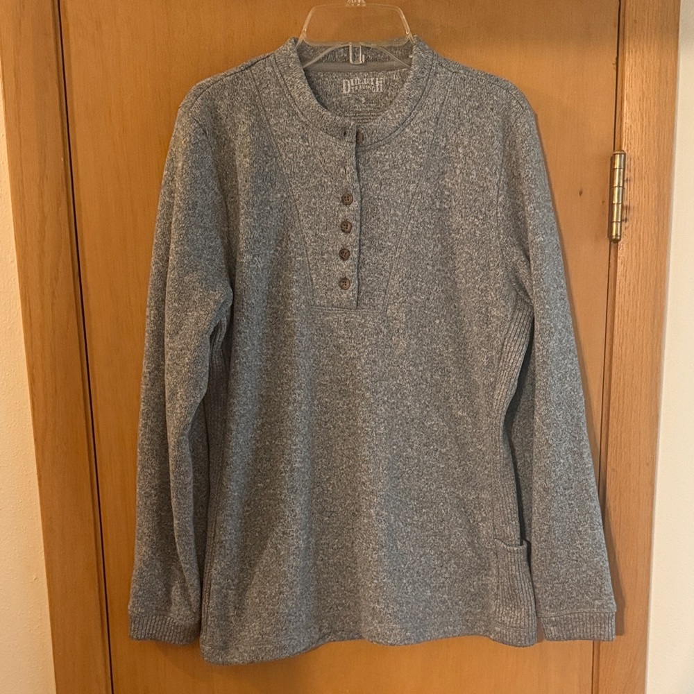 Duluth Company Women’s Henley Pullover Sweatshirt Sweater Gray Size Small